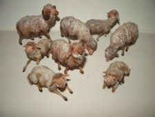 Schafe Set 8 teili   für Krippenfiguren  aus Holz um 1900