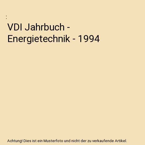 Vdi jahrbuch energietechnik - jahrbuch,