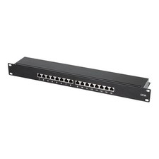 Logilink 16 Port Patchpanel Cat.6A STP 19" Einbau schwarz 1U geschirmt Patchfeld