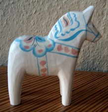 Dalarnapferd Dalapferd Holzpferd Schweden 10 cm  weiß pastelle Bemalung