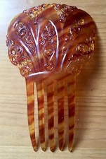 ANTIKER VINTAGE DURCHBOHRTER CELLULOID KUNSTSCHILDPATT HAARKAMM MANTILLA PEINETA
