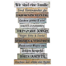Familienregeln Holzschild