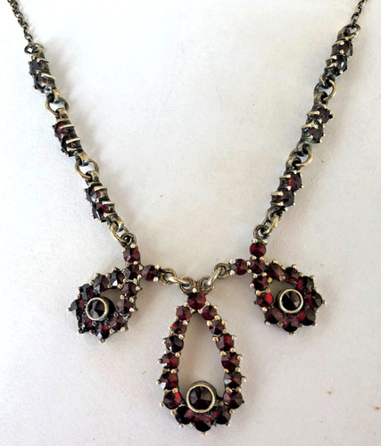 Granatcollier silber vergoldet - granatcollier,