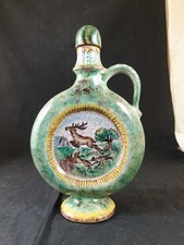 Schleiss Gmunden  Schnapsflasche Jagd Keramik Krakeleeglasur ZUELOW 27cm