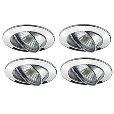 4 x Einbauleuchten Set schwenkbar Premium Line Chrom IP23 4 x 50W GU10 Halogen