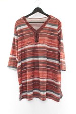 Damen Pullover Gr. XL Oberteil Orange Gestreift Sweatshirt #EM-30