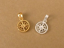 Anhänger 925 Sterling Silber Kompass Windrose vergoldet Neu