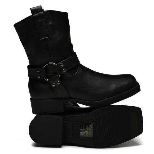 Damen schwarz biker stiefel - biker,