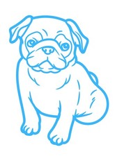 2X Pug Dogs Car Decal Sticker