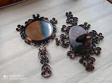 DDR Handwerk Deko Wand-Kerzenleuchter u.Spiegel  Schmiedeeisen