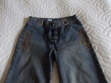 Dazzling Marken Jeans Hose Damen Retro braun wasched mit tolle bestickung XS