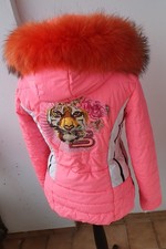 Traumhaft Sportalm Jacke neon pink blaufuchs Pelz Mantel jacke 38 40 M Echtfell