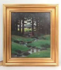 Friedrich Nierholz (1876-1924) Karlsruhe Ölgemälde  Bach Schwarzwald Gold-Rahmen