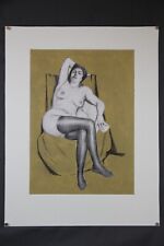 Otto Fuchs weiblicher Akt Dachauer Maler Mischtechnik Frau auf Stuhl