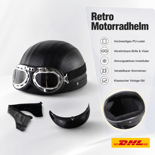 Schwarzer halbschalenhelm - schwarzer,