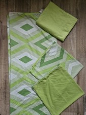 Aprikasa QVC Bettwäsche Doppelbett  4 Teilig Grün Karo  Leicht