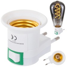 E27 Glühbirnen Adapter mit Schalter 230V – Steckdosenadapter Weiß Kunststoff