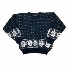 Coco-Loco Schwarzer Strickpullover Abstrakt Damen Medium