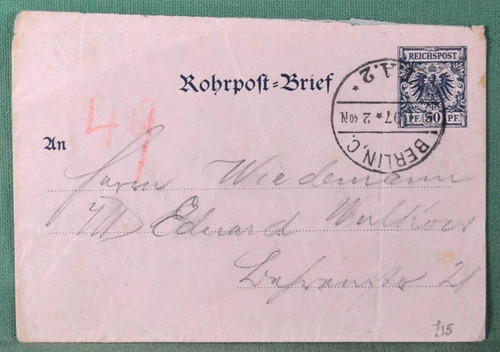 1897 preußen rohrpost brief - 1897, preußen,