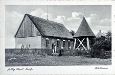 2/AK-Oland-Oland Hallig Kirche-Echtfoto-Kirche-gelaufen-Schleswig Holstein