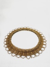 FRANZÖSISCHER 70er KORB SONNEN SPIEGEL MID CENTURY MODERN DESIGN WICKER VINTAGE