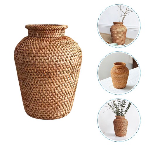 Rattan gewebte blumenvase - rattan,