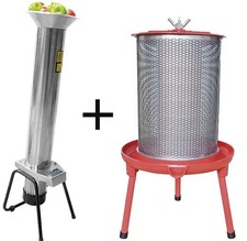 Obsthäcksler Elektrisch + Obstpresse hydraulisch Set Fruchtpresse 40L Edelstahl