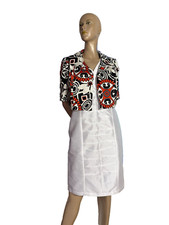 Acetat Abendkleid weiß Etuikleid Jacke weiß Blumen carry allen by ella singh 42