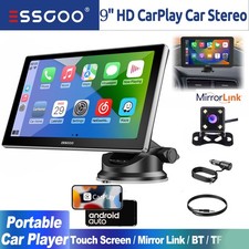9Zoll Tragbar Autoradio Wireless Apple CarPlay Android Auto Rearview Navi BT AUX