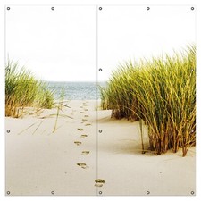 Wallario Garten Balkon Poster Zaun Sichtschutz wetterfest - Spuren Sand