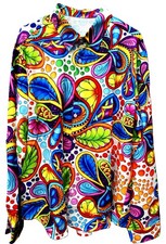Retro, 70er Jahre Buntes, Hippie Herren Hemd Langarm Regular Fit Gr. XL