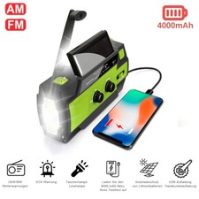 Solar Radio Kurbelradio Tragbares Notfall FM/AM Radio mit Taschenlampe 4000mAh