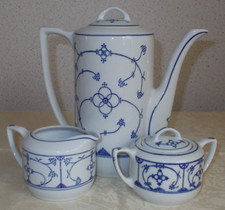 Kaffee-Kern Jäger Eisenberg GDR Original Blau Saks Strohblume Kanne Zucker Milch