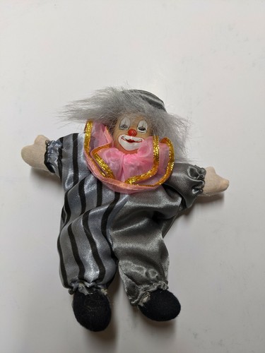Porzellanpuppe clown grau - porzellanpuppe,