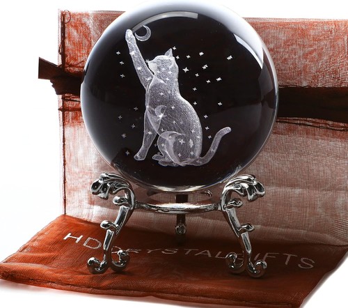 Glaskugel katzenfigur mit - 3d-glaskugel,