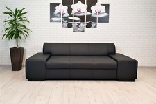 Schwarzes Echtleder Sofa Couch