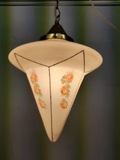 selten schöne Jugendstil Art Deco Opalglas Messing Hängelampe Deckenlampe