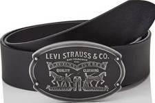 HERREN LEVIS 2 PFERDE GEPRÄGTES LOGO OVAL METALLSCHNALLE JEANSGÜRTEL BILLY - SCHWARZ
