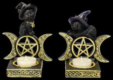 Teelichthalter - Hexenkatzen Dreifach-Mond 2er Set - Tischdeko Gothic Fantasy