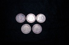 5 10 Pfennig Münzen von 1950