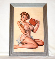 Erotik Wandbild "PIN UP GIRL" Holzbild 20x30 Holzrahmen Bild Akt Frau nackt Sexy
