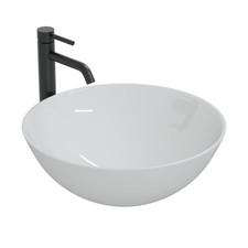 HAGO® Waschbecken Keramik rund Ø40x14,7cm weiß schmaler Rand Badkeramik Standard