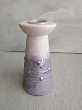 Kerzenleuchter Kerzenständer Weihnachten Stern Keramik Weiß/Silber/Lila H 11,5cm