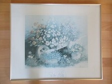Kunstdruck "Blumenkarre" von Peter Motz im Glasrahmen Format 60 x 50 cm