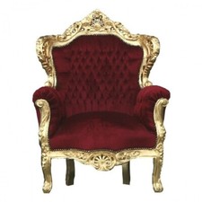 Casa Padrino Barock Thron Sessel King Bordeaux / Gold 