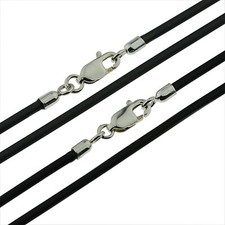 Kautschukkette Band Halskette Kautschuk Karabiner 925 Silber