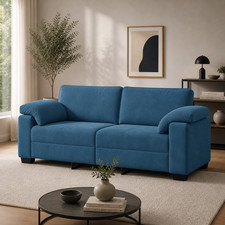 Samt Sofa 3 Sitzer Blau Couch
