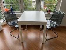 IKEA SET! Tisch EKEDALEN (weiß, ausziehbar) und 2 Stühle TOBIAS (grau)