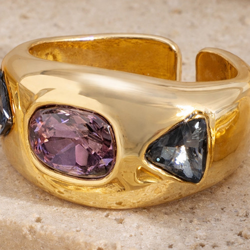 Statement ring gold offen lila - gold,