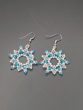 Ohrringe Schneeflocken 5 Cm Lang Mit Haken,Weinachtsschmuck Handarbeit Aus Perle